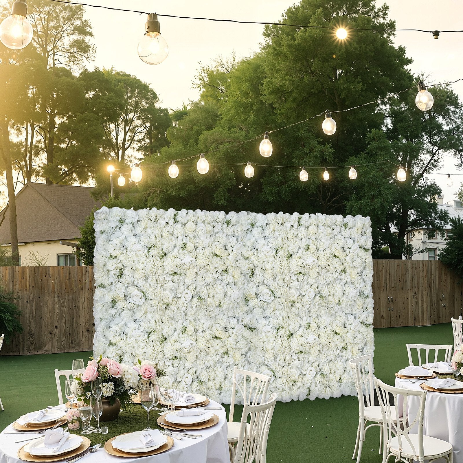 Canopies & Gazebos: VEVOR 3D Flower Wall Panel, 24 PCS 15 x 15 inch, Artificial Floral Wall Background Mesh Backing Mat,Seamless Design&Easy Installation for Wedding Valentines Day Home Baby Party Backdrop Decor,White