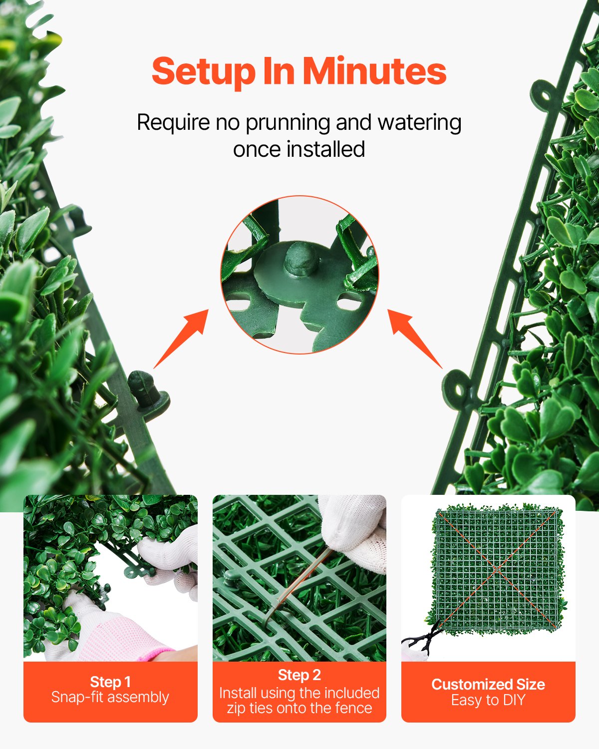 Artificial Grass Wall Panels, 8 PCS 20 x 20 inch, 3D Combination Greenery Boxwood Panel for Indoor Outdoor Green Decor & Ivy Fence Covering, Privacy Backdrop Wall Hedge Screen for Garden