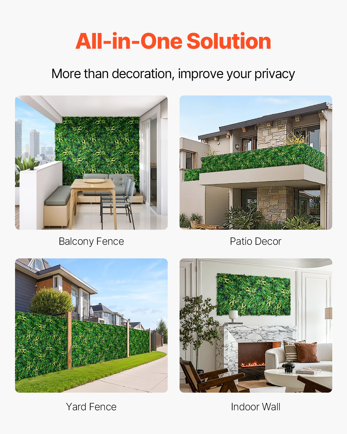Artificial Grass Wall Panels, 8 PCS 20 x 20 inch, 3D Combination Greenery Boxwood Panel for Indoor Outdoor Green Decor & Ivy Fence Covering, Privacy Backdrop Wall Hedge Screen for Garden