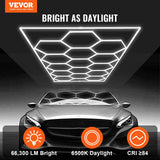 Automotive Repair & Speciality Tools: VEVOR Hexagon Garage Lights 66300LM 15 Grids Honeycomb LED Shop Ceiling Light