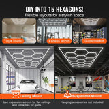 Automotive Repair & Speciality Tools: VEVOR Hexagon Garage Lights 66300LM 15 Grids Honeycomb LED Shop Ceiling Light