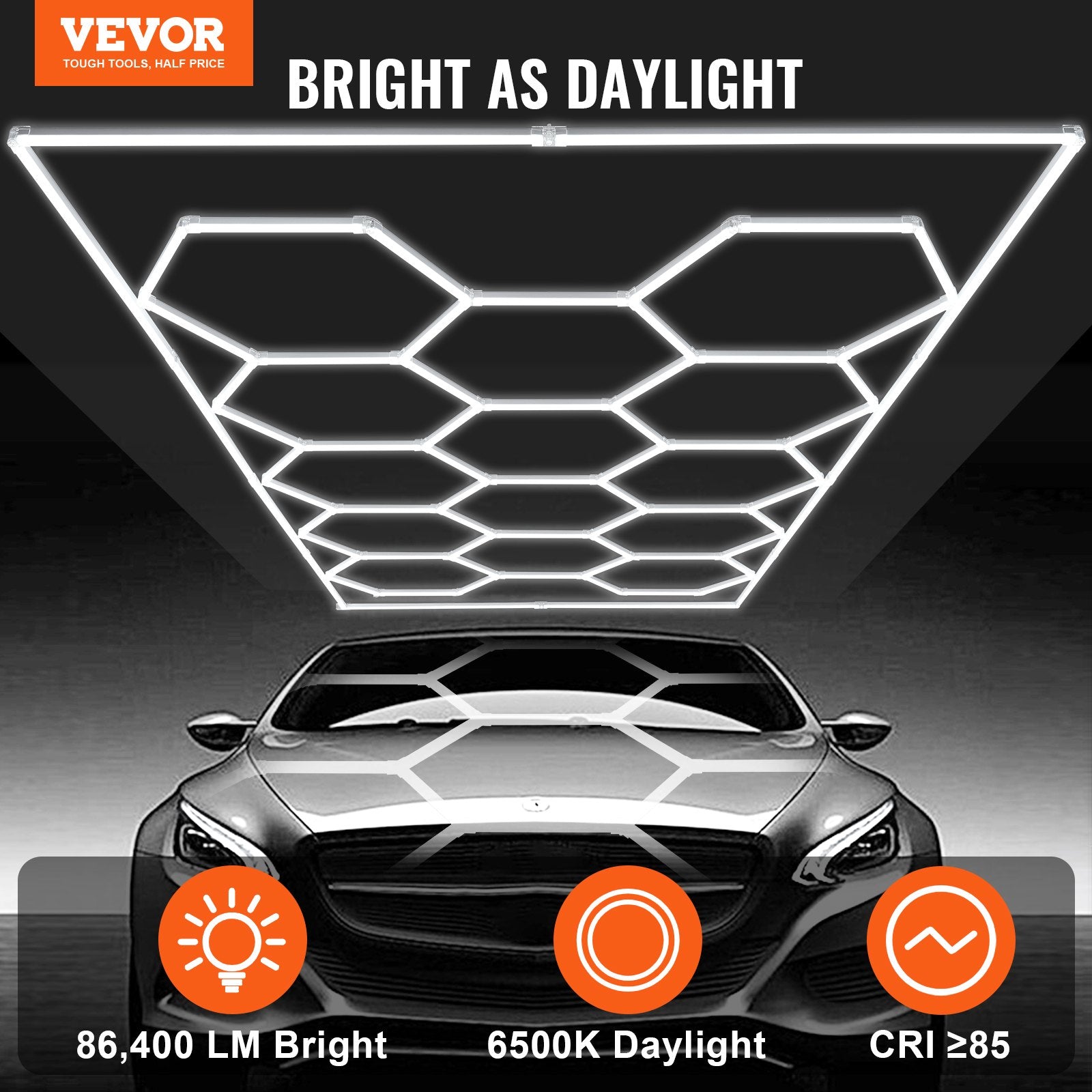 Night Lights & Ambient Lighting: VEVOR Hexagon Garage Lights 86400LM 5 Grid Honeycomb LED Shop Ceiling Light
