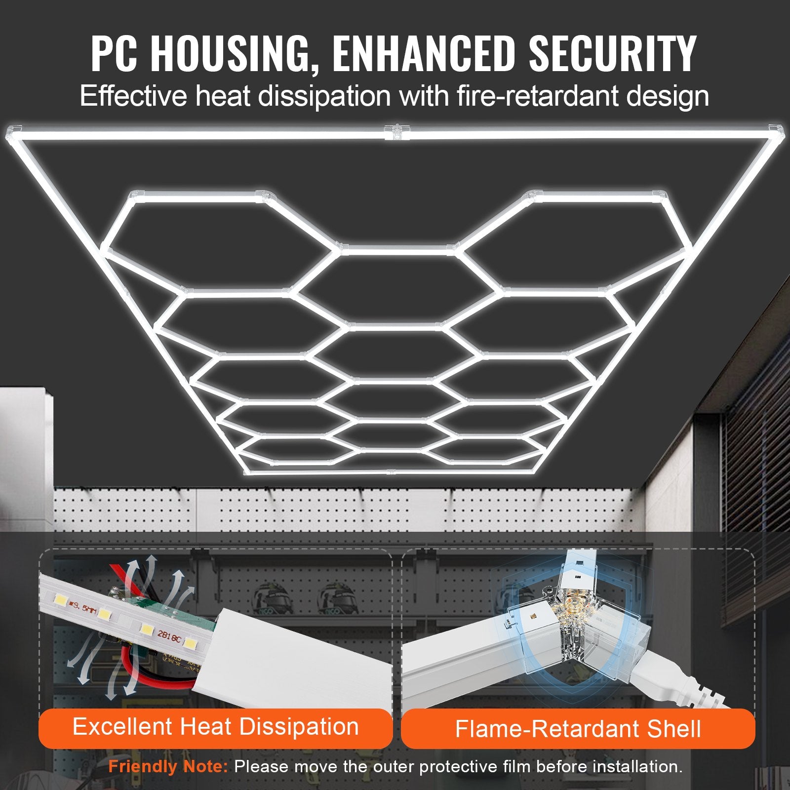 Night Lights & Ambient Lighting: VEVOR Hexagon Garage Lights 86400LM 5 Grid Honeycomb LED Shop Ceiling Light
