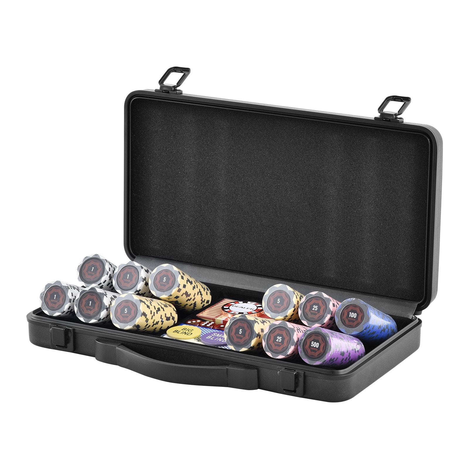 Card Games: VEVOR Poker Chip Set, 300-Piece Poker Set, Complete Poker Playing Game Set with Carrying  Case, Heavyweight 14 Gram Casino Clay Chips, Cards, Buttons and Dices, for Texas Hold'em, Blackjack, Gambling