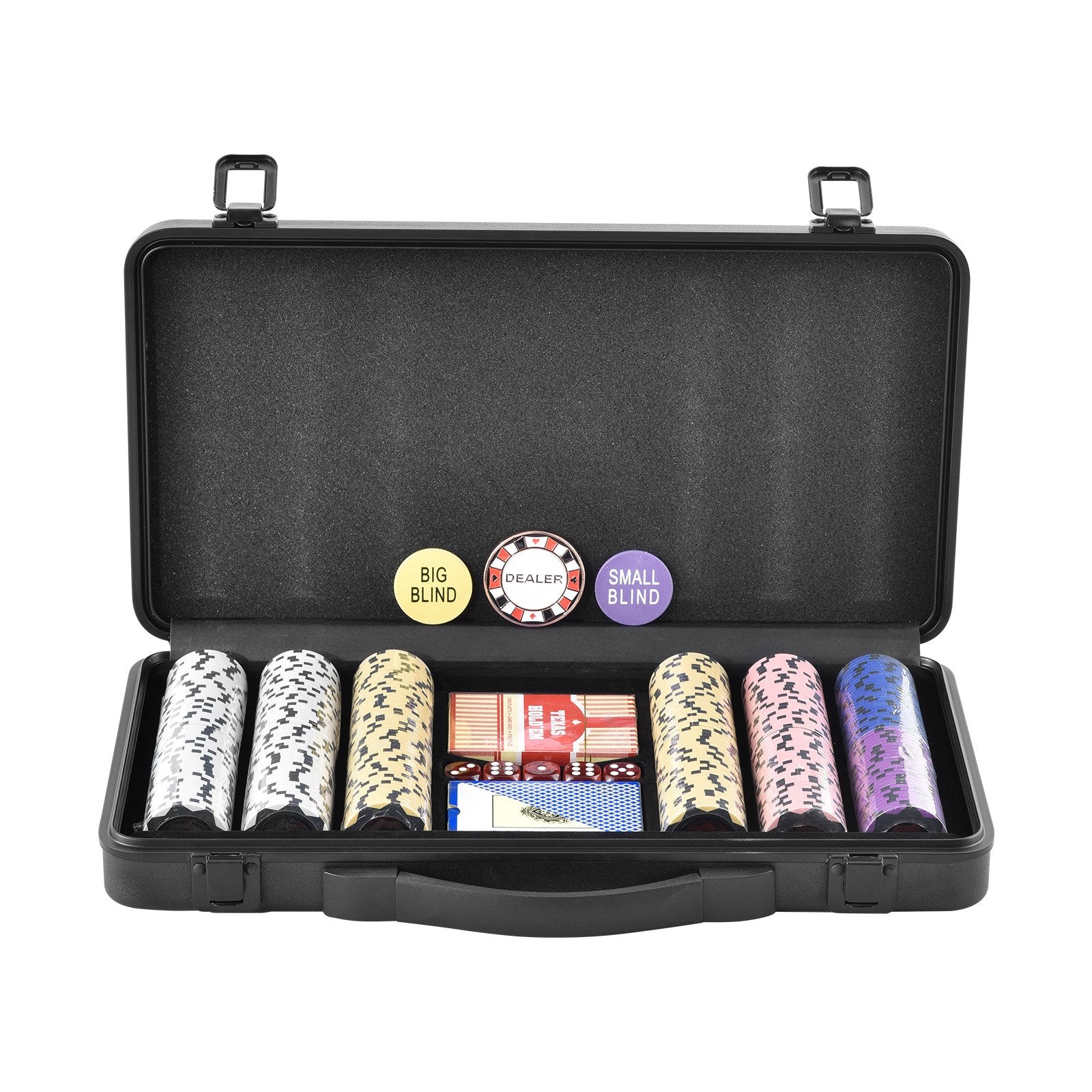 Card Games: VEVOR Poker Chip Set, 300-Piece Poker Set, Complete Poker Playing Game Set with Carrying  Case, Heavyweight 14 Gram Casino Clay Chips, Cards, Buttons and Dices, for Texas Hold'em, Blackjack, Gambling