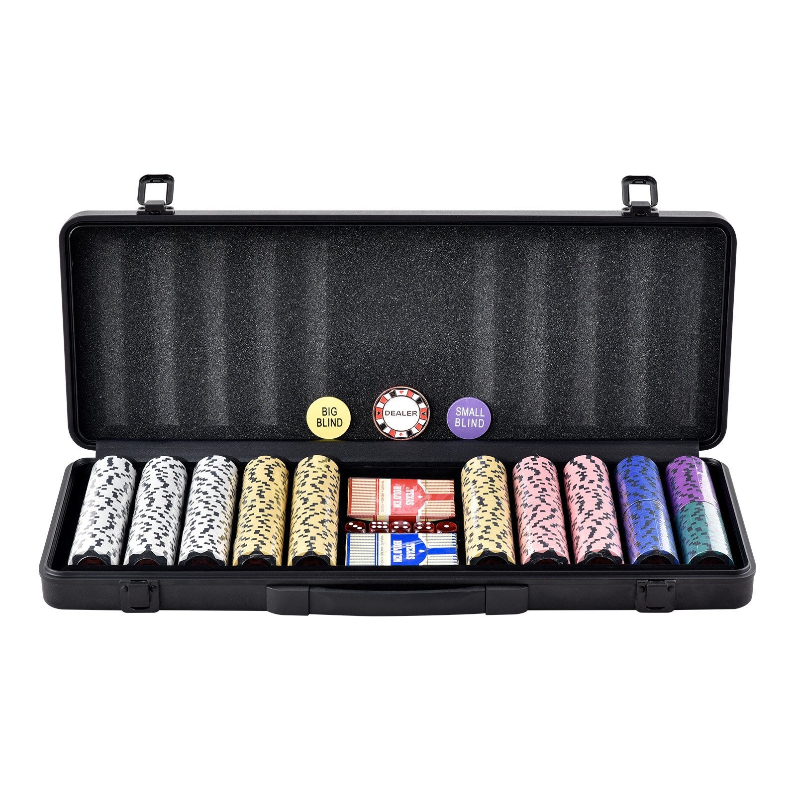 Card Games: VEVOR Poker Chip Set, 500-Piece Poker Set, Complete Poker Playing Game Set with Carrying  Case, Heavyweight 14 Gram Casino Clay Chips, Cards, Buttons and Dices, for Texas Hold'em, Blackjack, Gambling