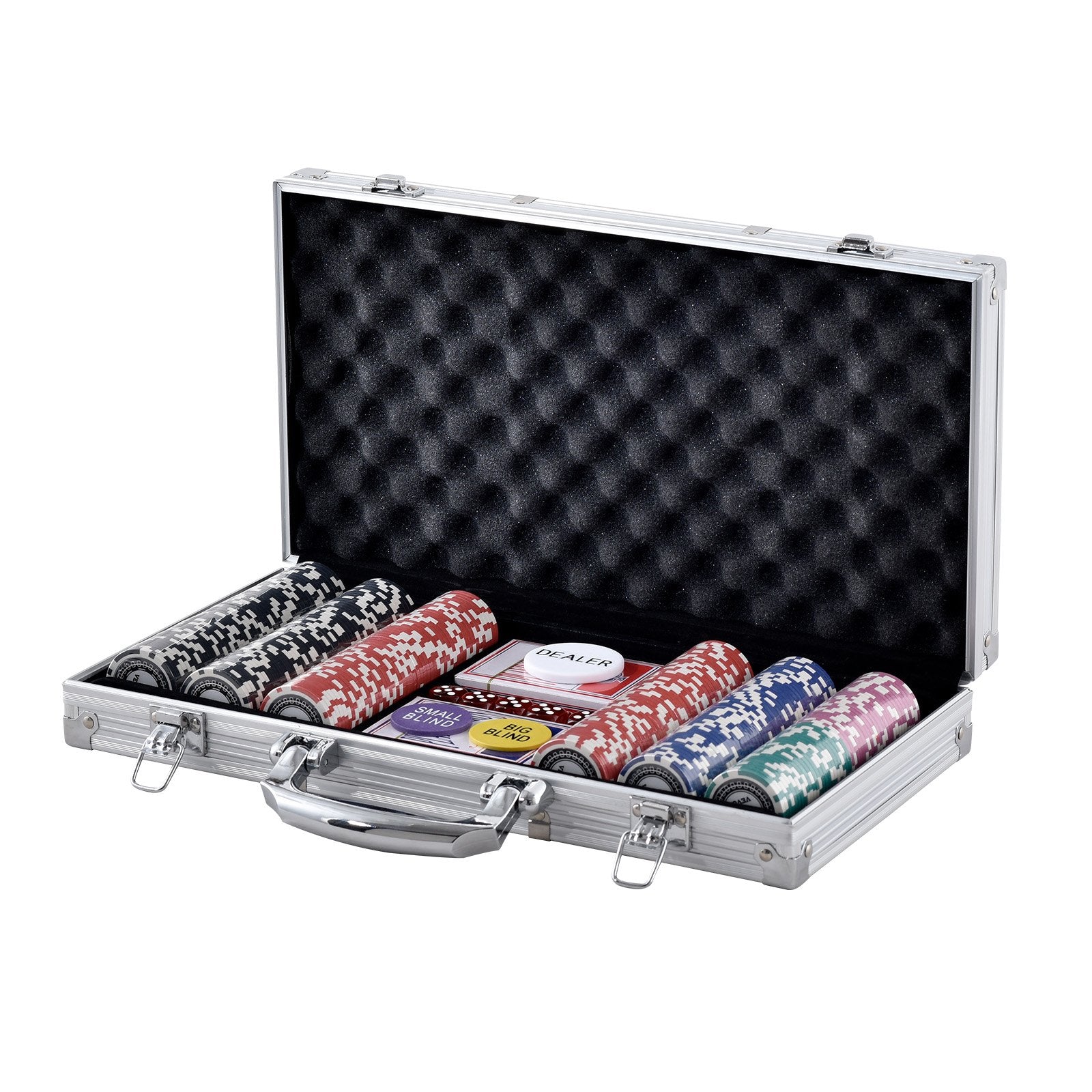 Card Games: VEVOR Poker Chip Set, 300-Piece Poker Set, Complete Poker Playing Game Set with Aluminum Carrying  Case, 11.5 Gram Casino Chips, Cards, Buttons and Dices, for Texas Hold'em, Blackjack, Gambling