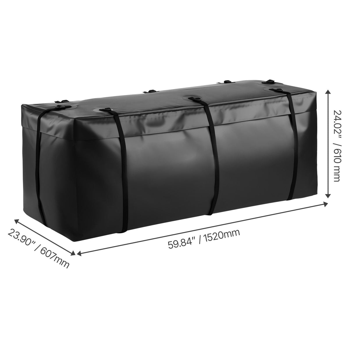 Hitch Cargo Carrier Bag, Waterproof 840D PVC, 152 x 60.7 x 61 cm (20 Cubic Feet), Heavy Duty Cargo Bag for Truck Bed Storage with 8 Reinforced Straps, Suitable for Car SUV Vans Hitch Basket