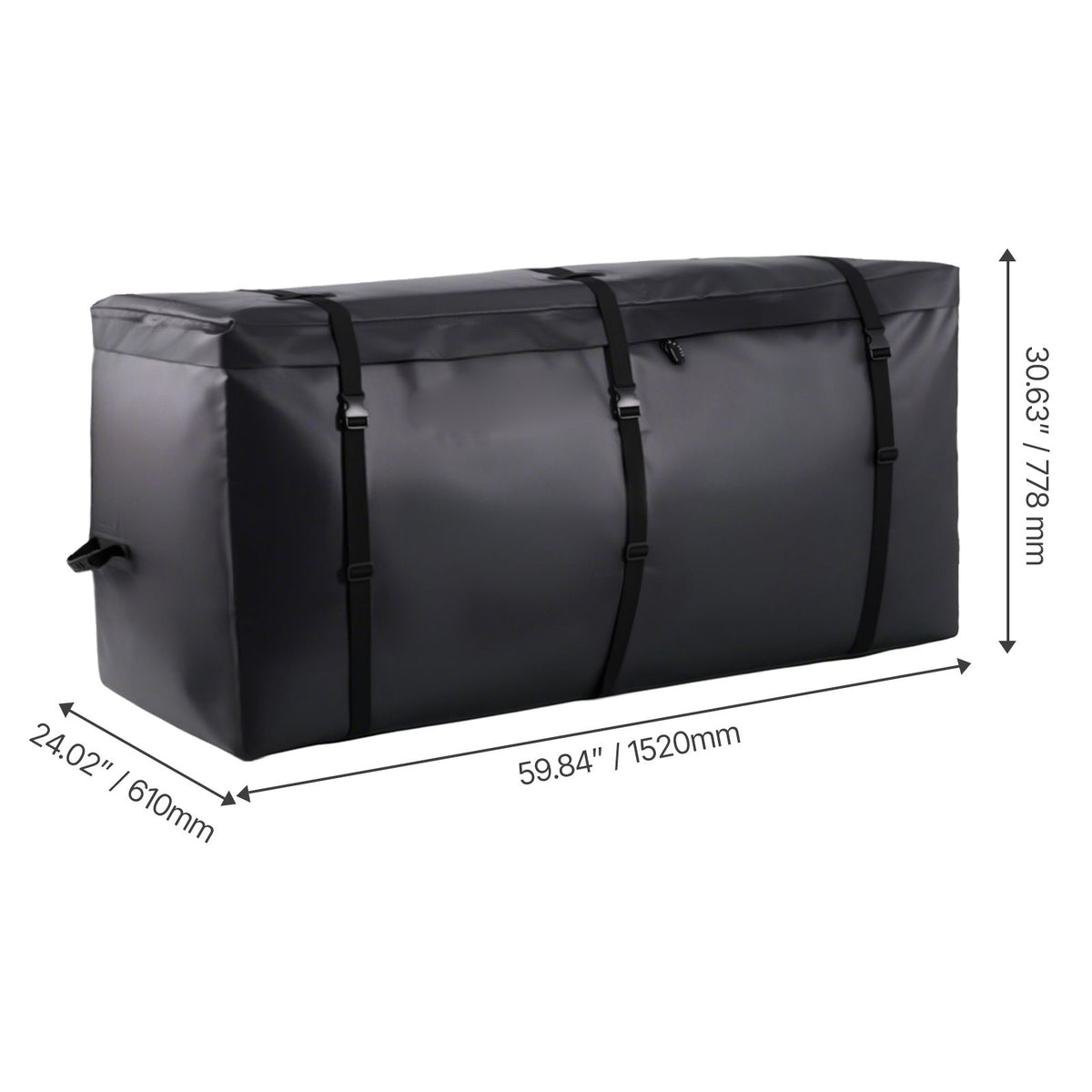 Hitch Cargo Carrier Bag, Waterproof 840D PVC, 152 x 61 x 77.8 cm (25 Cubic Feet), Heavy Duty Cargo Bag for Truck Bed Storage with Reinforced Straps, Suitable for Car SUV Vans Hitch Basket