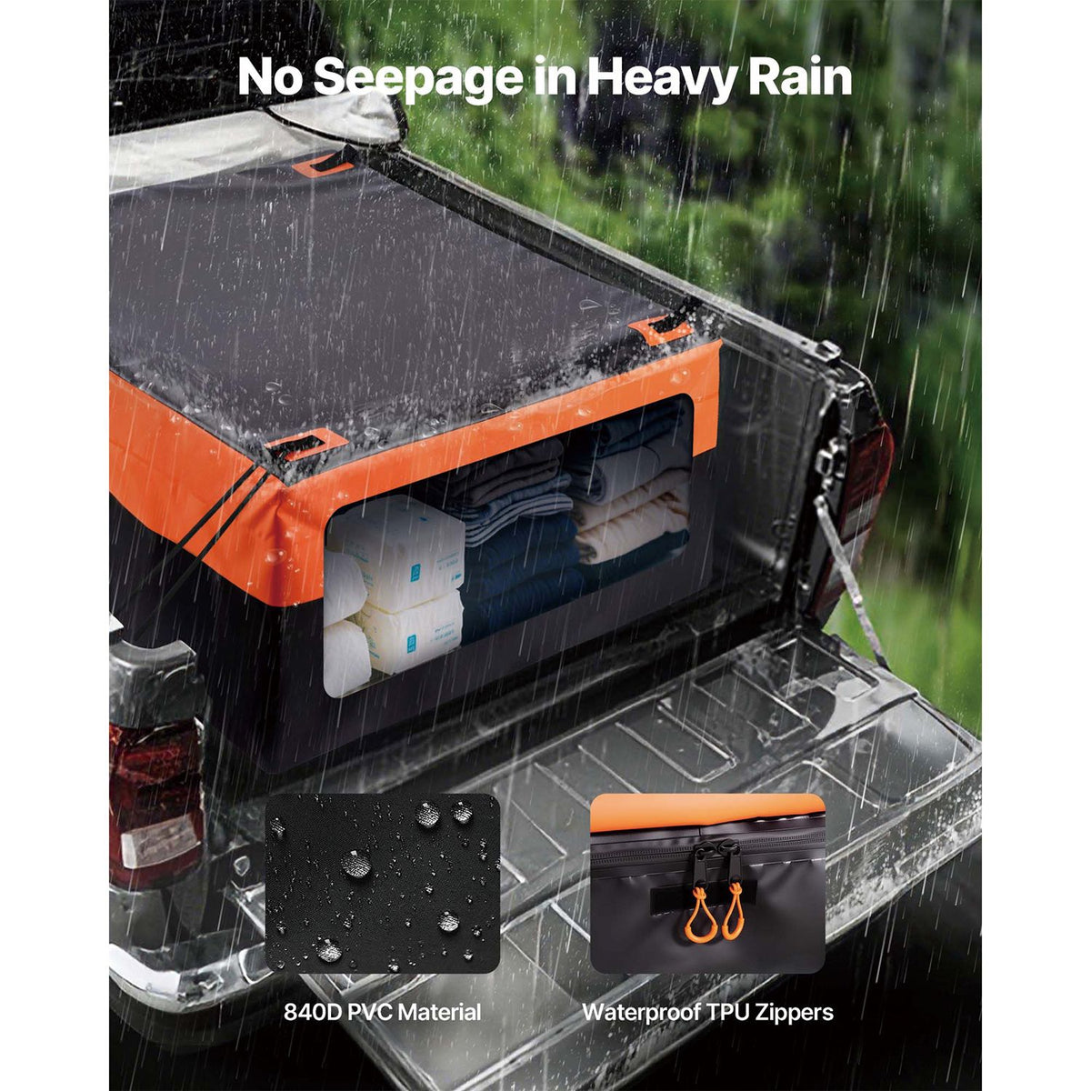 Truck Bed Cargo Bag, Waterproof 840D PVC, 130 x 102 x 55.5 cm (26 Cubic Feet), Heavy Duty Cargo Bag for Truck Bed with 4 Bungee Cords with Hooks, Fits a Variety of SUV and Pickup Trucks