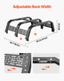 Automotive Parts: VEVOR Overland Truck Bed Rack, 125-172.5 cm Width, Adjustable Overland Bed Cargo Rack with Sidebar, 408.2 kg Static Load Capacity, Heavy Duty Steel, for Mid-Size Trucks, Fit Tacoma / Gladiator JT