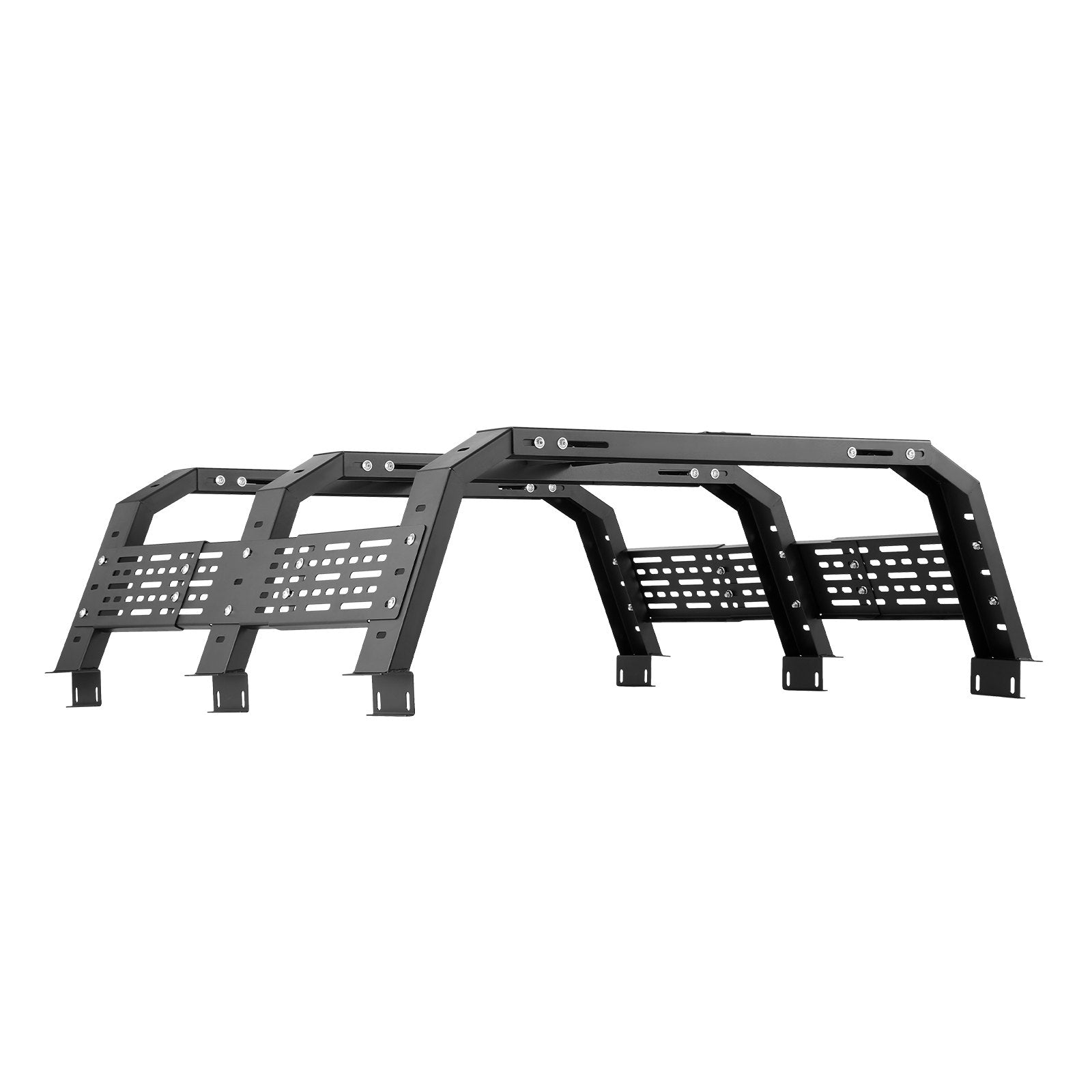 Overland Truck Bed Rack, 125-172.5 cm Width, Adjustable Overland Bed Cargo Rack with Sidebar, 408.2 kg Static Load Capacity, Heavy Duty Steel, for Mid-Size Trucks, Fit Tacoma / Gladiator JT