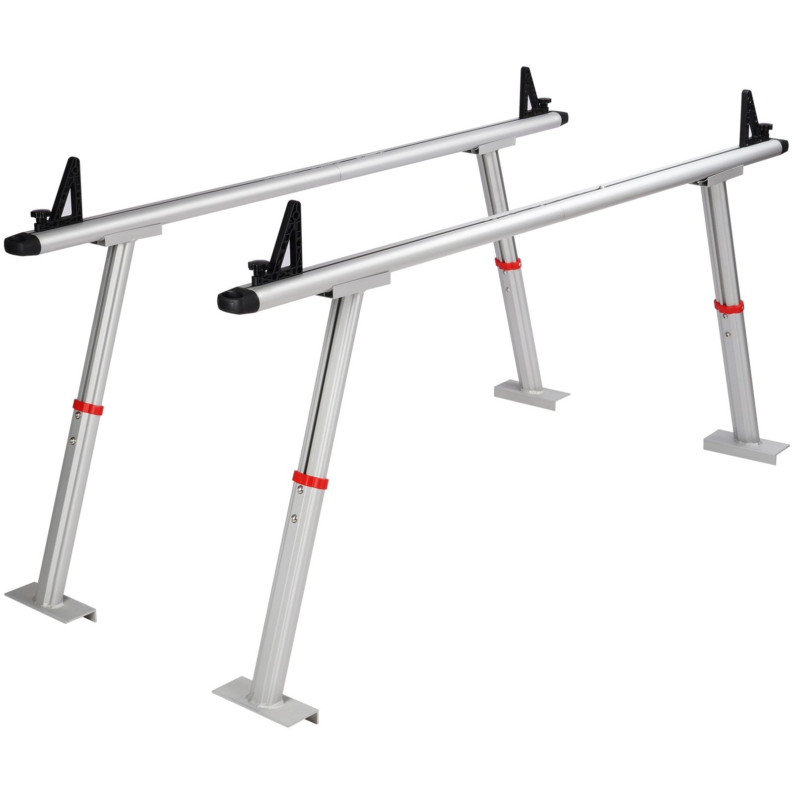 Truck Rack, 363lbs Capacity, 19-34in Adjustable Height, Aluminum Ladder Rack for Truck with 8 Non-Drilling C-clamps, Heavy Duty Truck Bed Rack Two-Bar Set for Kayak, Surfboard, Lumber, Ladder