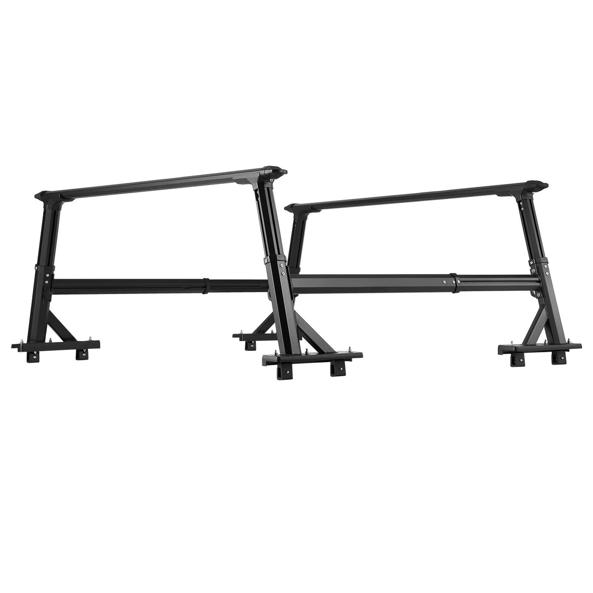 Truck Ladder Rack, 53.3-80.01 cm Height, Adjustable Non-Drilling Aluminum Cargo Rack with Sidebar, 362.9 kg Static Capacity, Ideal for Canoes, Surfboards, Ladders, Lumber, Tents & Large cargo
