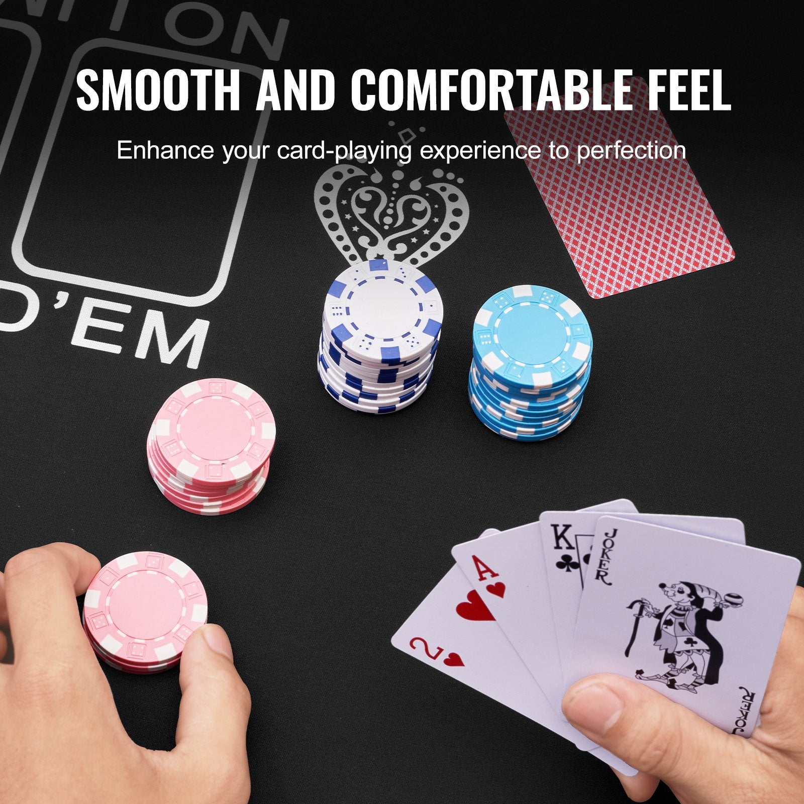 Card Games: VEVOR Poker Table Top, 70 x 35 Inch Poker Mat for Table, 6-8 Players Foldable Poker Table Top with Carrying Bag, Folding Poker Table Topper for Poker Games, Poker Room, Round, Black