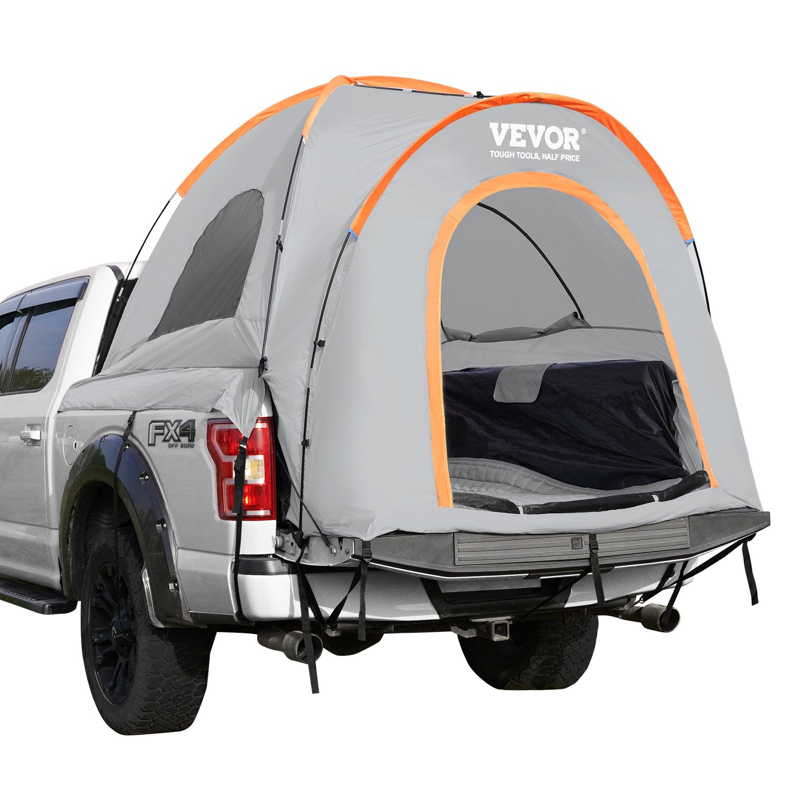 Truck Bed Tent, 5.5'-6' Pickup Truck Tent with Rain Layer and Carry Bag, Waterproof PU2000mm Double Layer Truck Tent for Camping, Accommodate 2-3 Person, for Camping Traveling Outdoor Activities