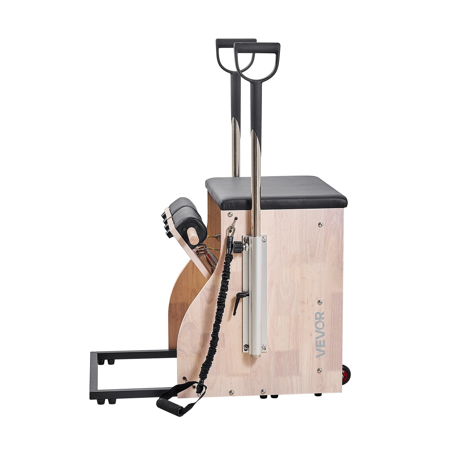 Exercise Bikes: VEVOR Pilates Chair, Split-Pedal Stability Combo Chairs with Handles, Rubber Wood Frame Yoga Fitness Trainer, Exercise Reformer, Pilates Resistance-Workout Equipment, for Home Gym Studio Workout