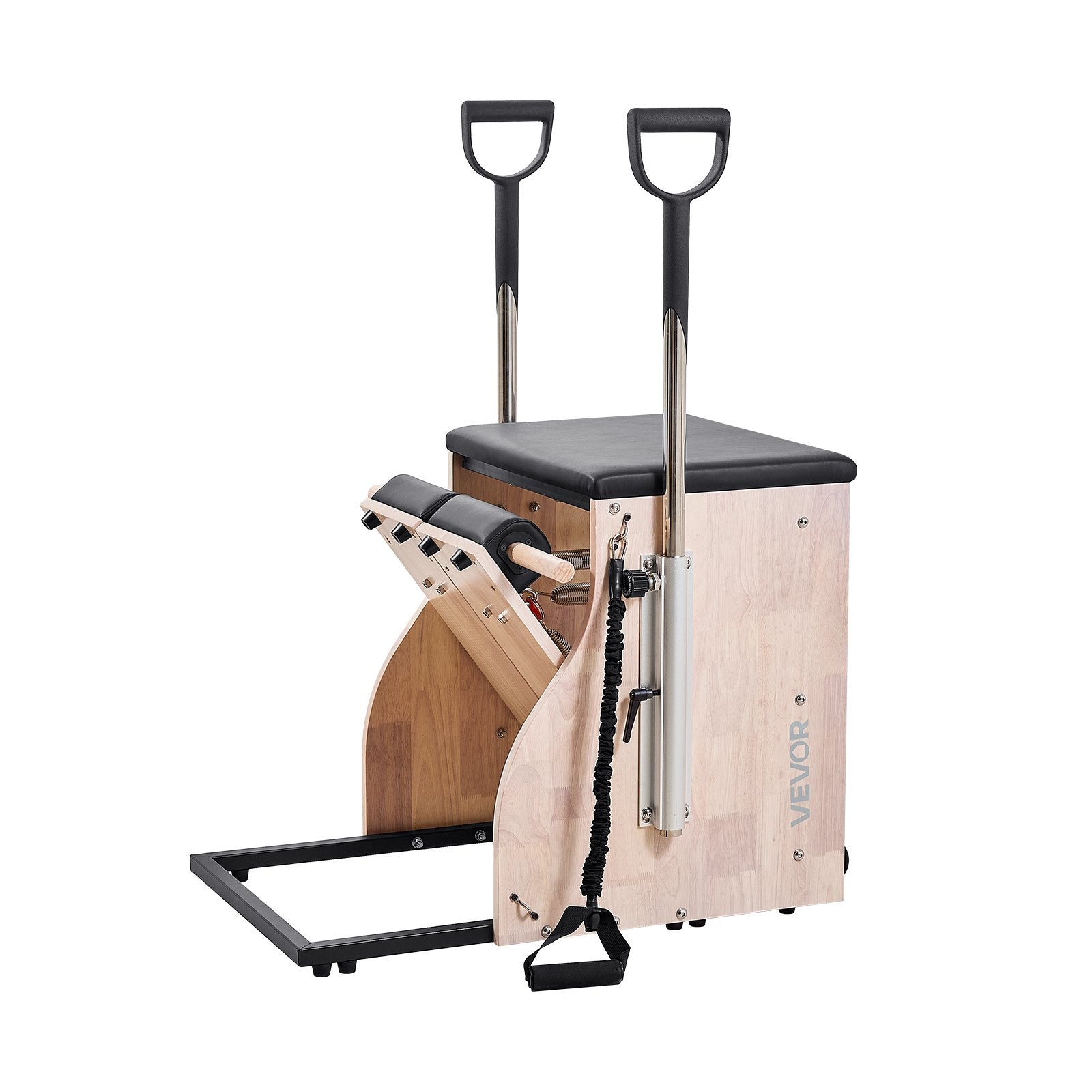 Exercise Bikes: VEVOR Pilates Chair, Split-Pedal Stability Combo Chairs with Handles, Rubber Wood Frame Yoga Fitness Trainer, Exercise Reformer, Pilates Resistance-Workout Equipment, for Home Gym Studio Workout