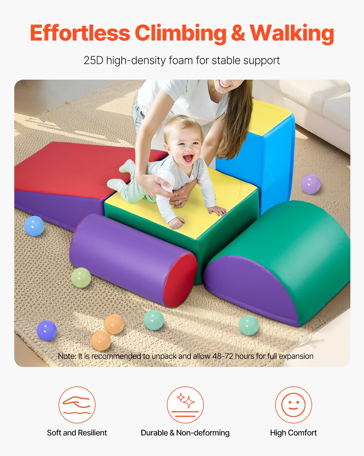 Ball Pits & Play Pens: VEVOR Climbing Toys 5 Piece Foam Climbing Blocks for Toddlers and Preschoolers