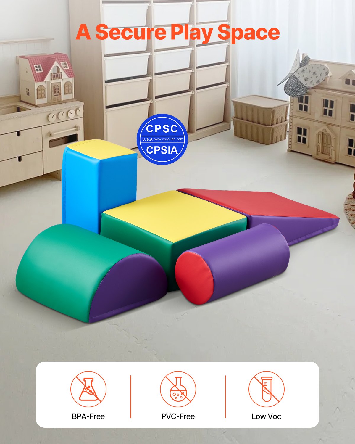 Ball Pits & Play Pens: VEVOR Climbing Toys 5 Piece Foam Climbing Blocks for Toddlers and Preschoolers