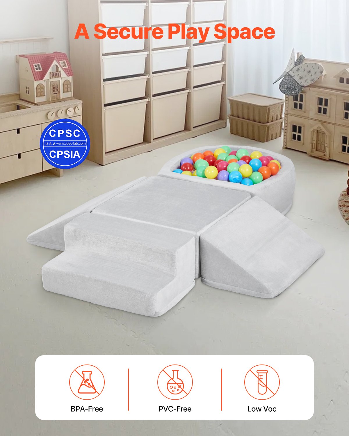 Outdoor Play Equipment: VEVOR Climbing Toys, 5-Piece Set, Foam Climbing Blocks for Toddlers 6 Months to 3 Years, Baby Climbing Blocks with Ball Pit (Balls Not Included), Indoor Climb and Crawl Activity Playset for Crawling