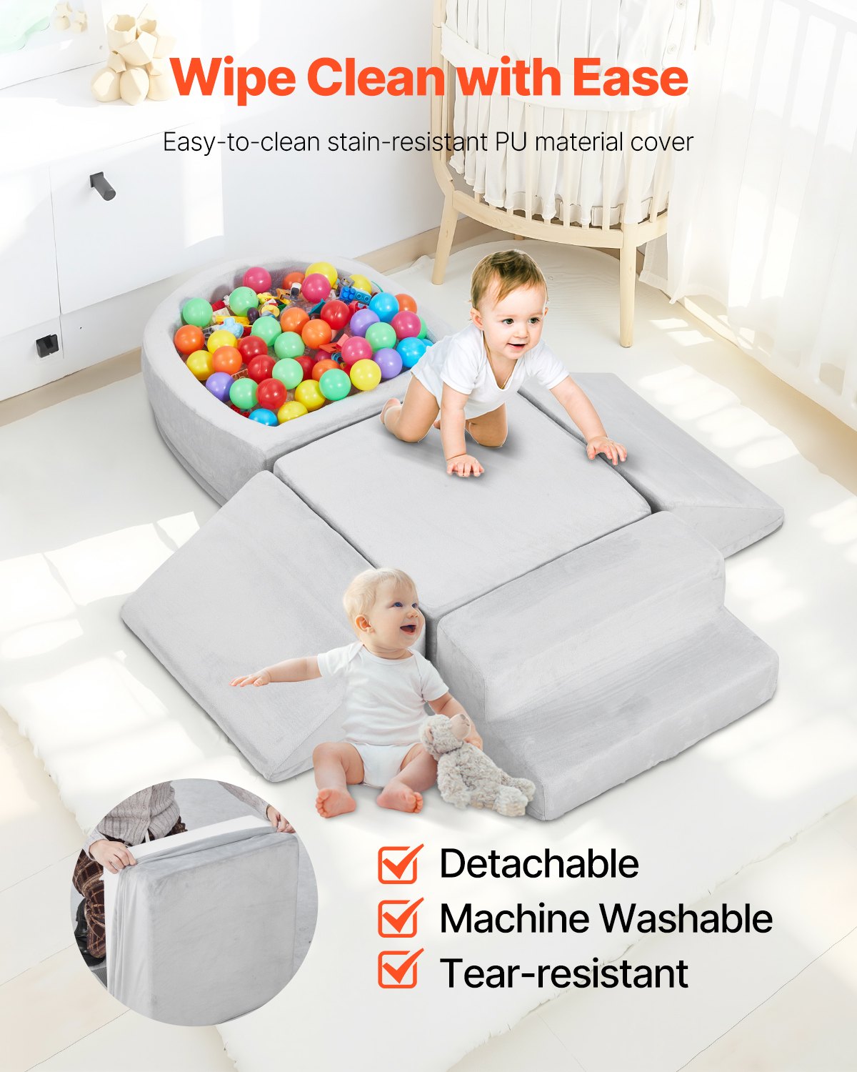 Outdoor Play Equipment: VEVOR Climbing Toys, 5-Piece Set, Foam Climbing Blocks for Toddlers 6 Months to 3 Years, Baby Climbing Blocks with Ball Pit (Balls Not Included), Indoor Climb and Crawl Activity Playset for Crawling