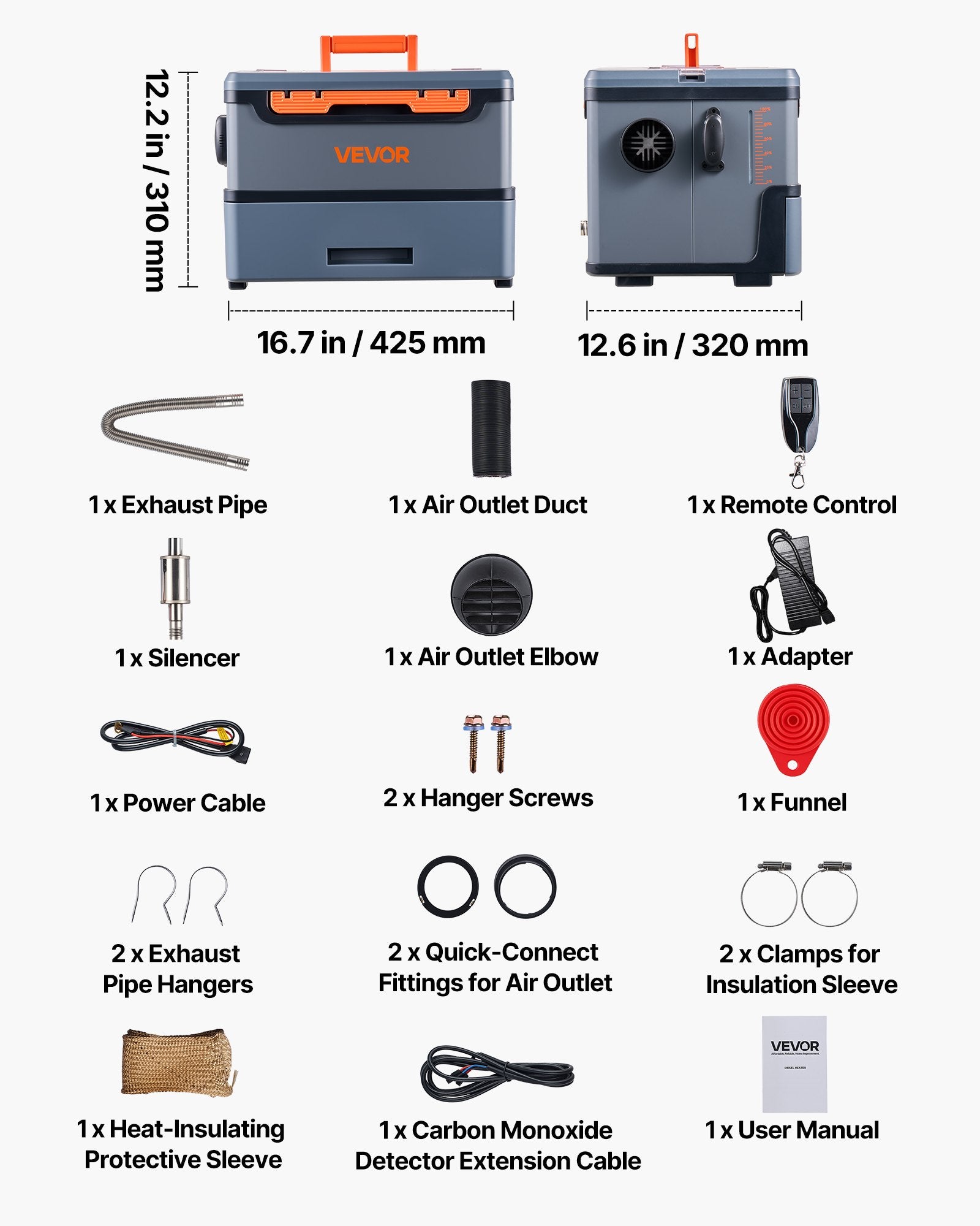 Camping Appliances: VEVOR Diesel Heater, 8KW, DC 12V/24V, All in One Portable Diesel Air Heater with Bluetooth APP Control, Remote Control and LCD Screen, 5 L Fuel Tank for Trucks, Vans, RVs, Campers, and Garages
