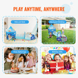 Outdoor Play Equipment: VEVOR 3 in 1 Kids Play Tent with Tunnel, Basketball Hoop for Boys, Girls, Babies and Toddlers, Indoor/Outdoor Pop Up Playhouse with Carrying Bag & Banding Straps Birthday Gifts, Blue Ocean