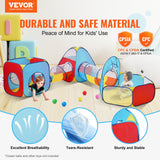 Outdoor Play Equipment: VEVOR 5 in 1 Kids Play Tent with Tunnel, Basketball Hoop for Boys, Girls, Babies and Toddlers, Indoor/Outdoor Pop Up Playhouse with Carrying Bag & Banding Straps Birthday Gifts, Red/Yellow/Blue