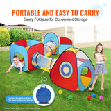 Outdoor Play Equipment: VEVOR 5 in 1 Kids Play Tent with Tunnel, Basketball Hoop for Boys, Girls, Babies and Toddlers, Indoor/Outdoor Pop Up Playhouse with Carrying Bag & Banding Straps Birthday Gifts, Red/Yellow/Blue
