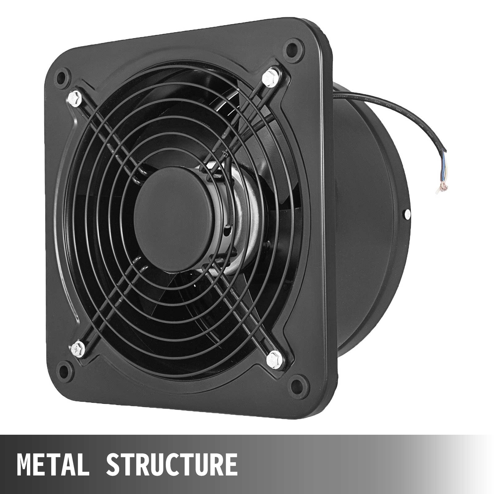 Fuel & Exhaust: VEVOR Industrial Ventilation Extractor Metal Axial Exhaust Commercial 12 inch Air Blower Fan 250MM opening exhaust fan 2800 RPM Low Noise Stable Running