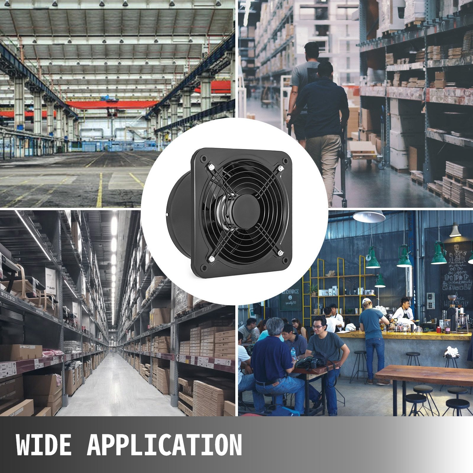 Fuel & Exhaust: VEVOR Industrial Ventilation Extractor Metal Axial Exhaust Commercial 12 inch Air Blower Fan 250MM opening exhaust fan 2800 RPM Low Noise Stable Running