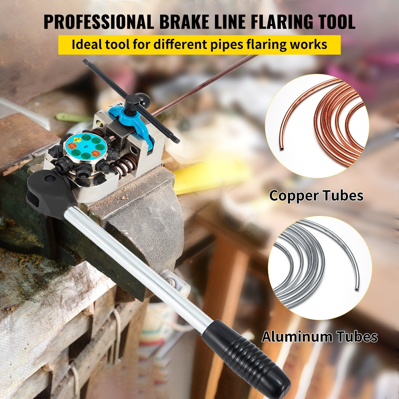 Automotive Repair & Speciality Tools: VEVOR Brake Line Flaring Tool, 45 Degree Single, Double, and Bubble Flares for 3/16", 1/4", 5/16" and 3/8" Tube Size, Suitable for Soft Metal of Copper Lines