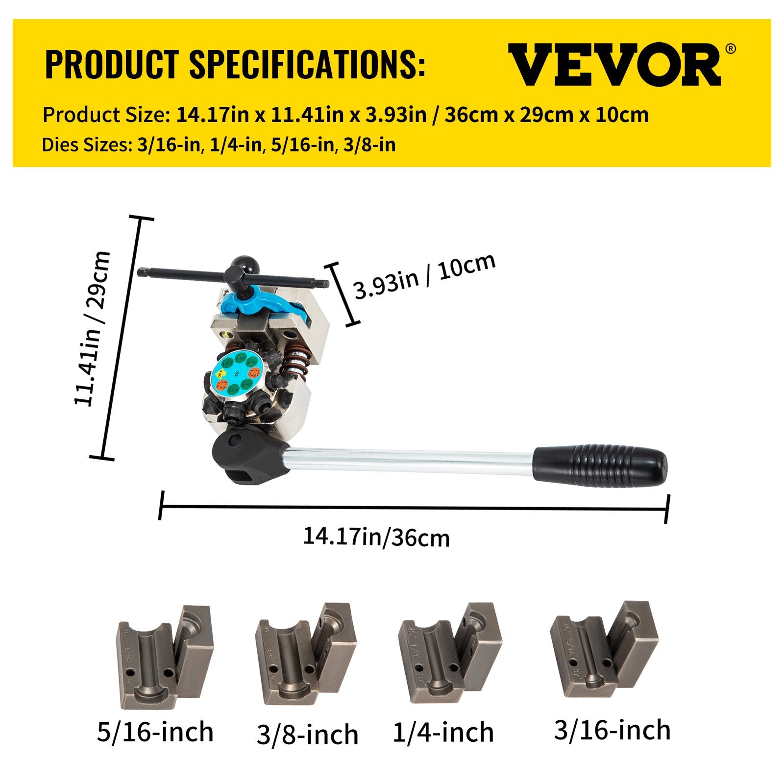 Automotive Repair & Speciality Tools: VEVOR Brake Line Flaring Tool, 45 Degree Single, Double, and Bubble Flares for 3/16", 1/4", 5/16" and 3/8" Tube Size, Suitable for Soft Metal of Copper Lines