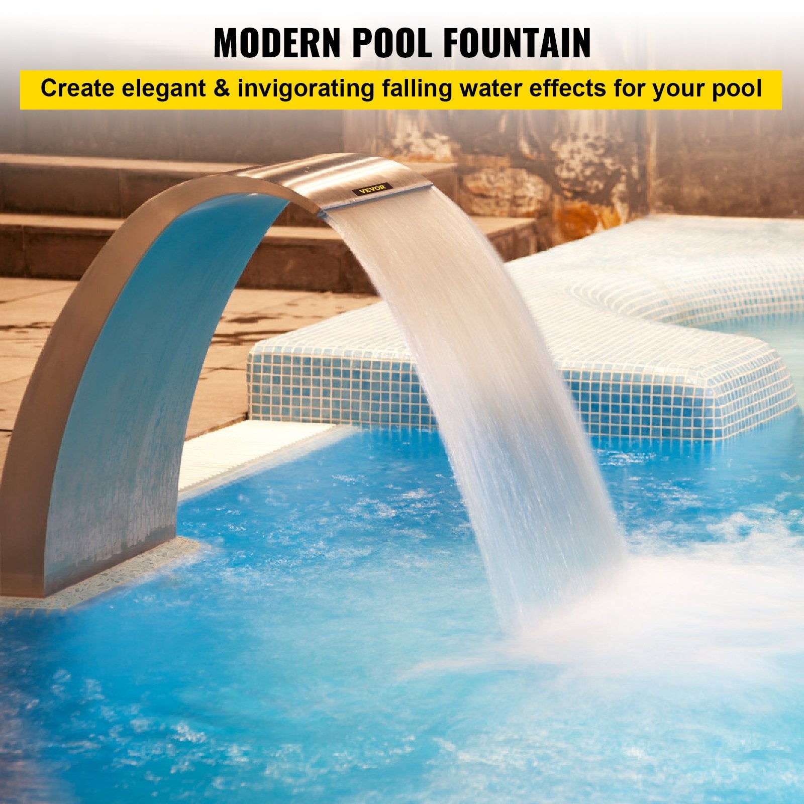 Swimming Pools: VEVOR Stainless Steel Pool Fountain 17.7 x 11.8 x 23.6 inches Pool Fountain Silver Pool Fountains for In Ground Pools Garden Outdoor Waterfalls Sheer Descent Pond Water Feature