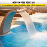 Swimming Pools: VEVOR Stainless Steel Pool Fountain 17.7 x 11.8 x 23.6 inches Pool Fountain Silver Pool Fountains for In Ground Pools Garden Outdoor Waterfalls Sheer Descent Pond Water Feature
