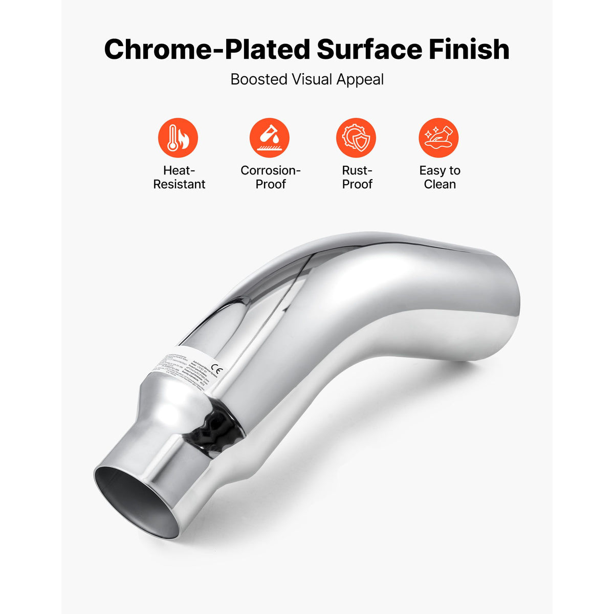 Elbow Exhaust Tip, 101.6mm Inlet, 152.4mm Outlet, 584mm Overall Length, Chrome Turn Down Exhaust Tip with Clamp for Truck/Sedan/Sports Car/SUV, Chrome Structure for High Temperature Resistance