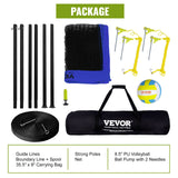 Basketball & Basketball Accessories: VEVOR Outdoor Portable Volleyball Net System, Adjustable Height Steel Poles, Professional Volleyball Set with PVC Volleyball, Pump, Carrying Bag, Heavy Duty Volleyball Net for Backyard, Beach, Lawn
