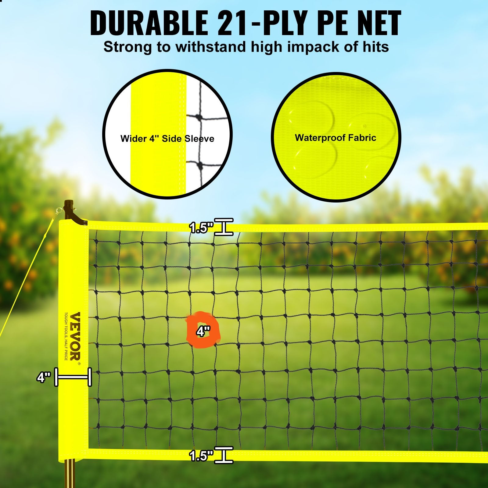 Basketball & Basketball Accessories: VEVOR Outdoor Portable Volleyball Net System, Adjustable Height Steel Poles, Professional Volleyball Set with PVC Volleyball, Pump, Carrying Bag, Heavy Duty Volleyball Net for Backyard, Beach, Lawn