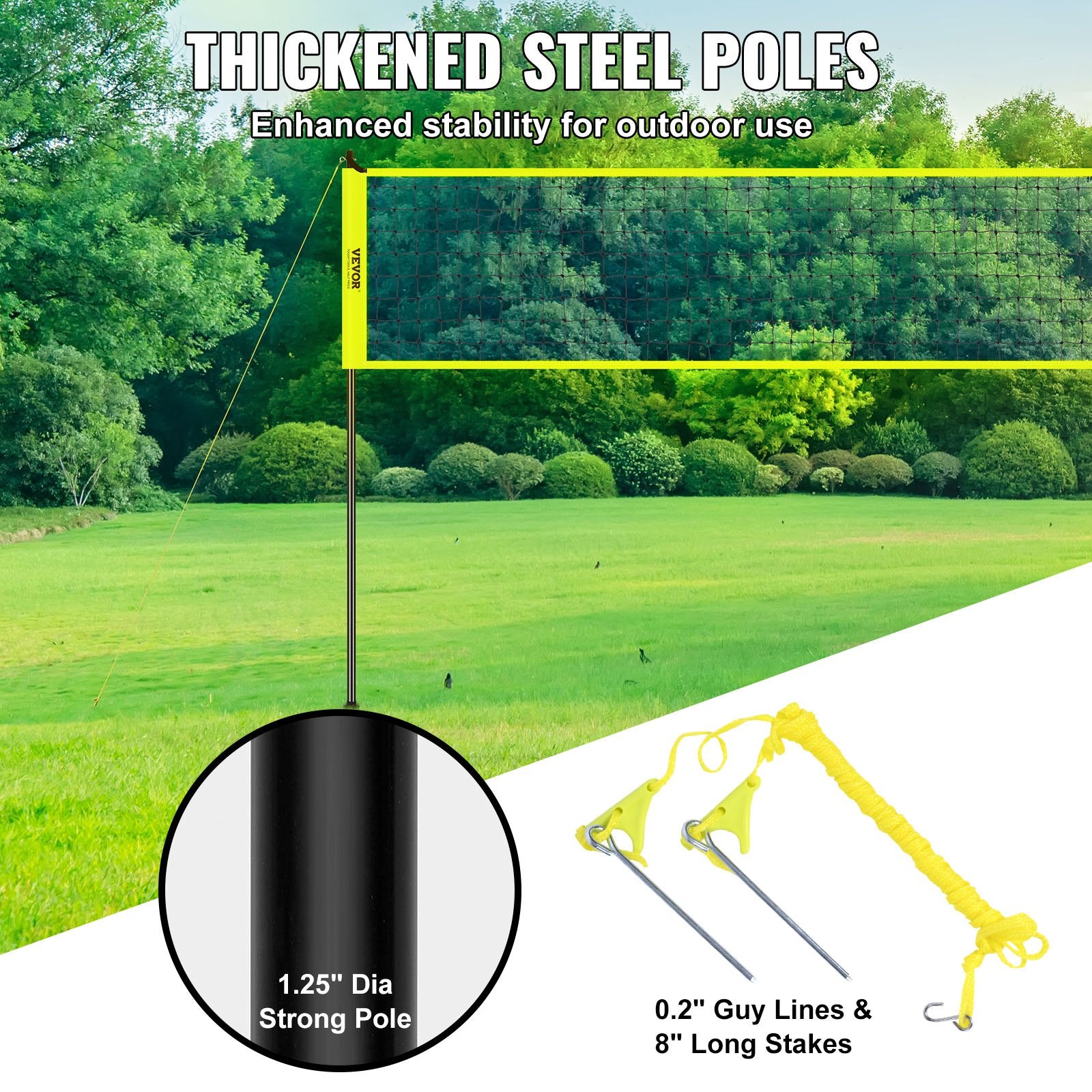 Basketball & Basketball Accessories: VEVOR Outdoor Portable Volleyball Net System, Adjustable Height Steel Poles, Professional Volleyball Set with PVC Volleyball, Pump, Carrying Bag, Heavy Duty Volleyball Net for Backyard, Beach, Lawn