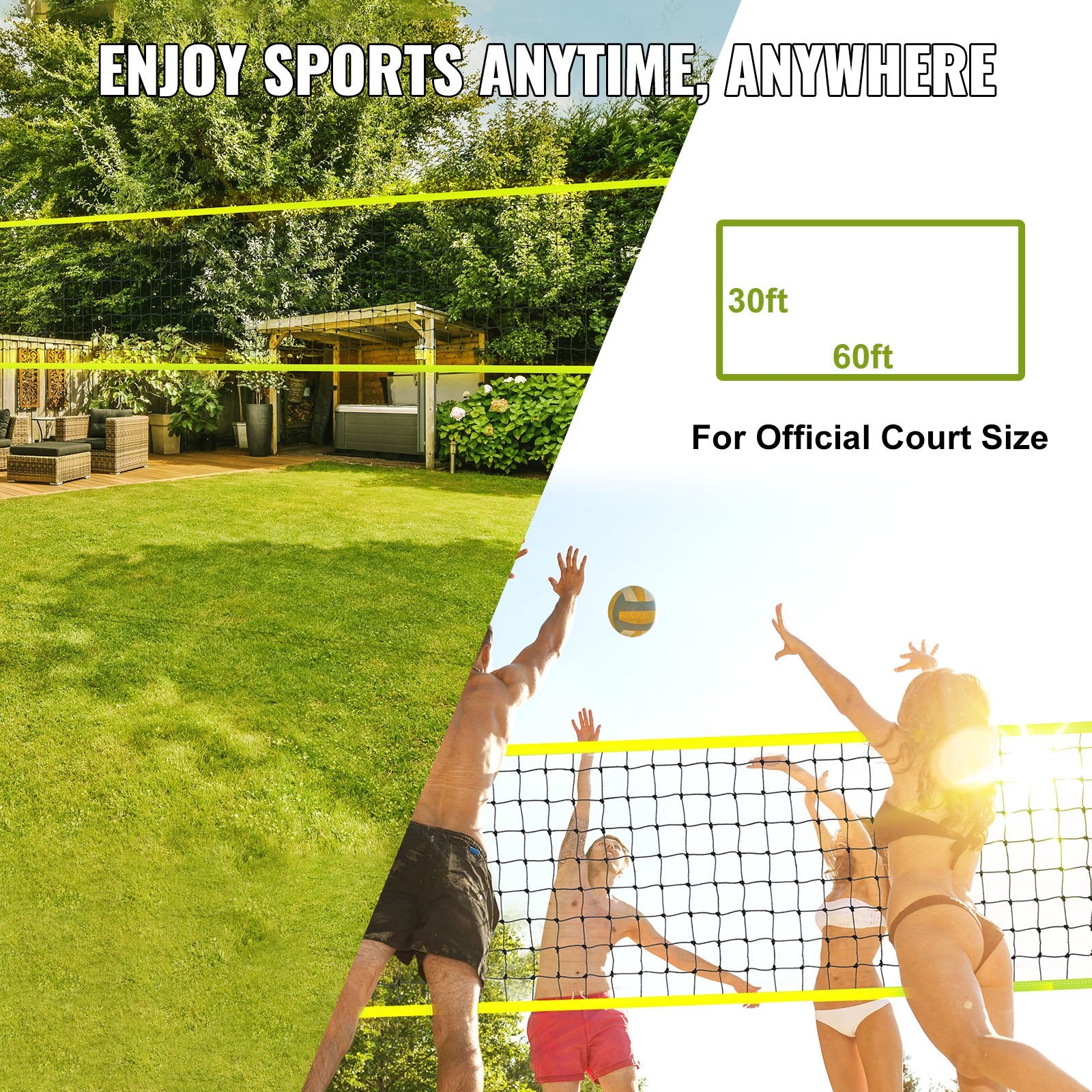 Basketball & Basketball Accessories: VEVOR Outdoor Portable Volleyball Net System, Adjustable Height Steel Poles, Professional Volleyball Set with PVC Volleyball, Pump, Carrying Bag, Heavy Duty Volleyball Net for Backyard, Beach, Lawn