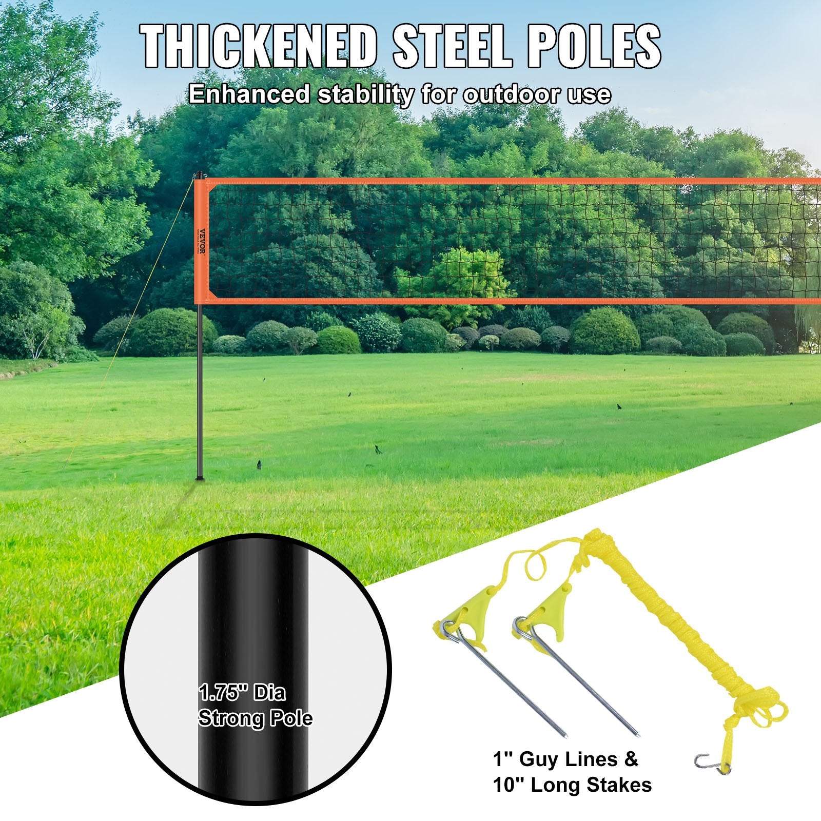 Basketball & Basketball Accessories: VEVOR Outdoor Portable Volleyball Net System, Adjustable Height Aluminum Poles, Professional Volleyball Set with PVC Volleyball, Pump, Carrying Bag, Heavy Duty Volleyball Net for Backyard, Beach, Lawn