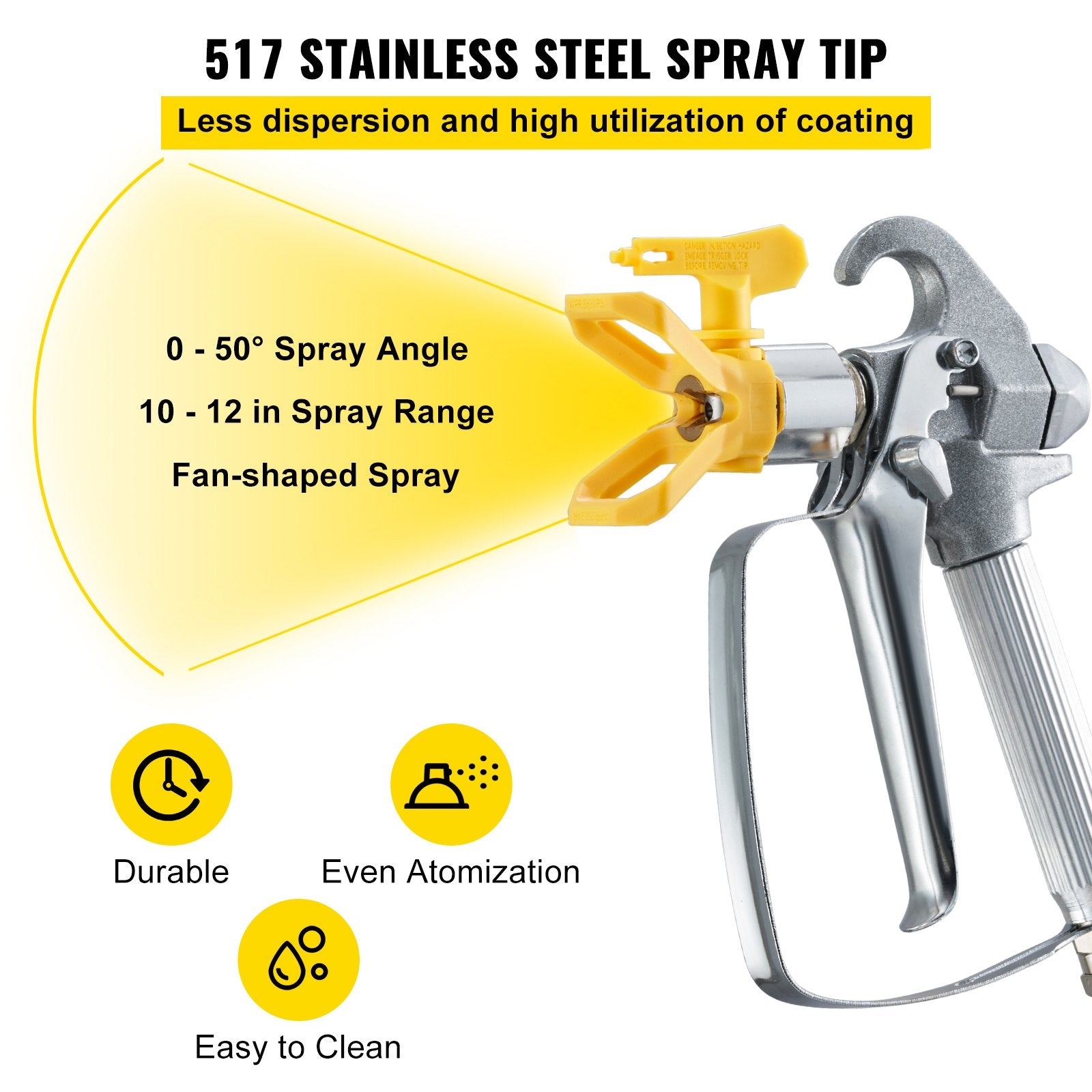 Hand Tools: VEVOR Airless Paint Spray Hose Kit 50ft 1/4in Swivel Joint 3600psi with 517 Tip