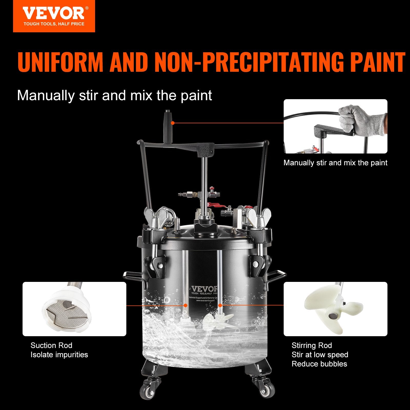 Gardening Tools: VEVOR Spray Paint Pressure Pot Tank 20L/5gal with Casters Leak Repair Sealant