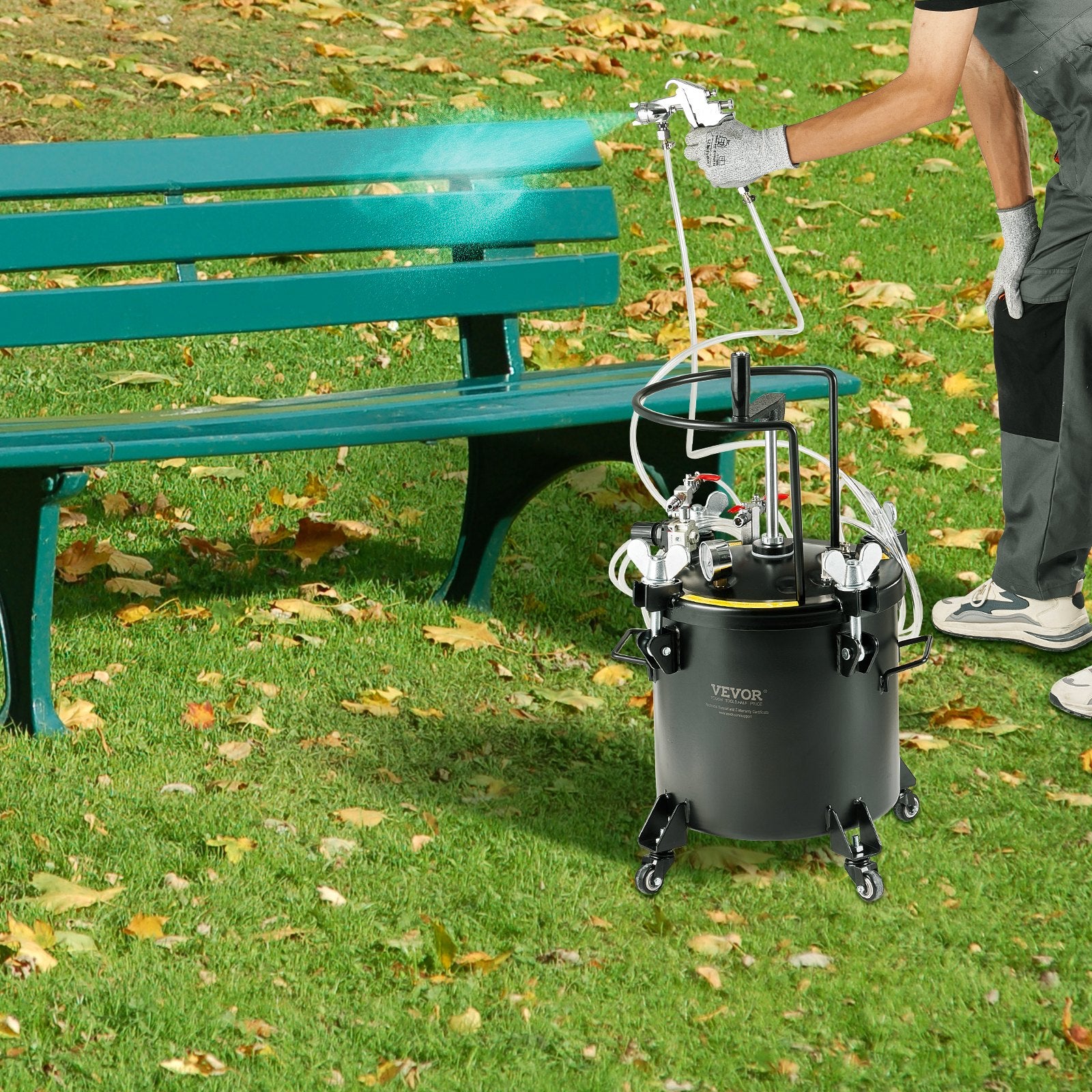 Gardening Tools: VEVOR Spray Paint Pressure Pot Tank 20L/5gal with Casters Leak Repair Sealant