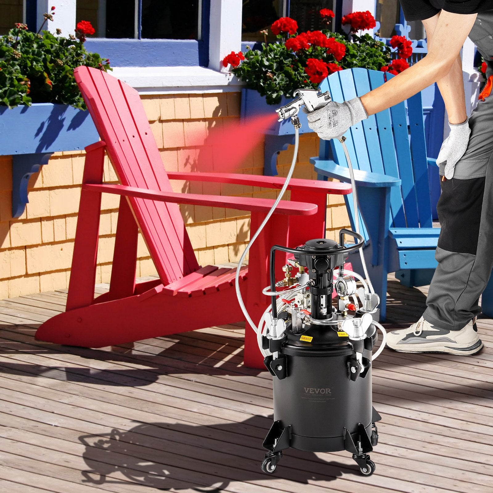 Painting Tools: VEVOR Spray Paint Pressure Pot Tank 10 L/2.5 gal Fully Automatic Stirring 70 psi