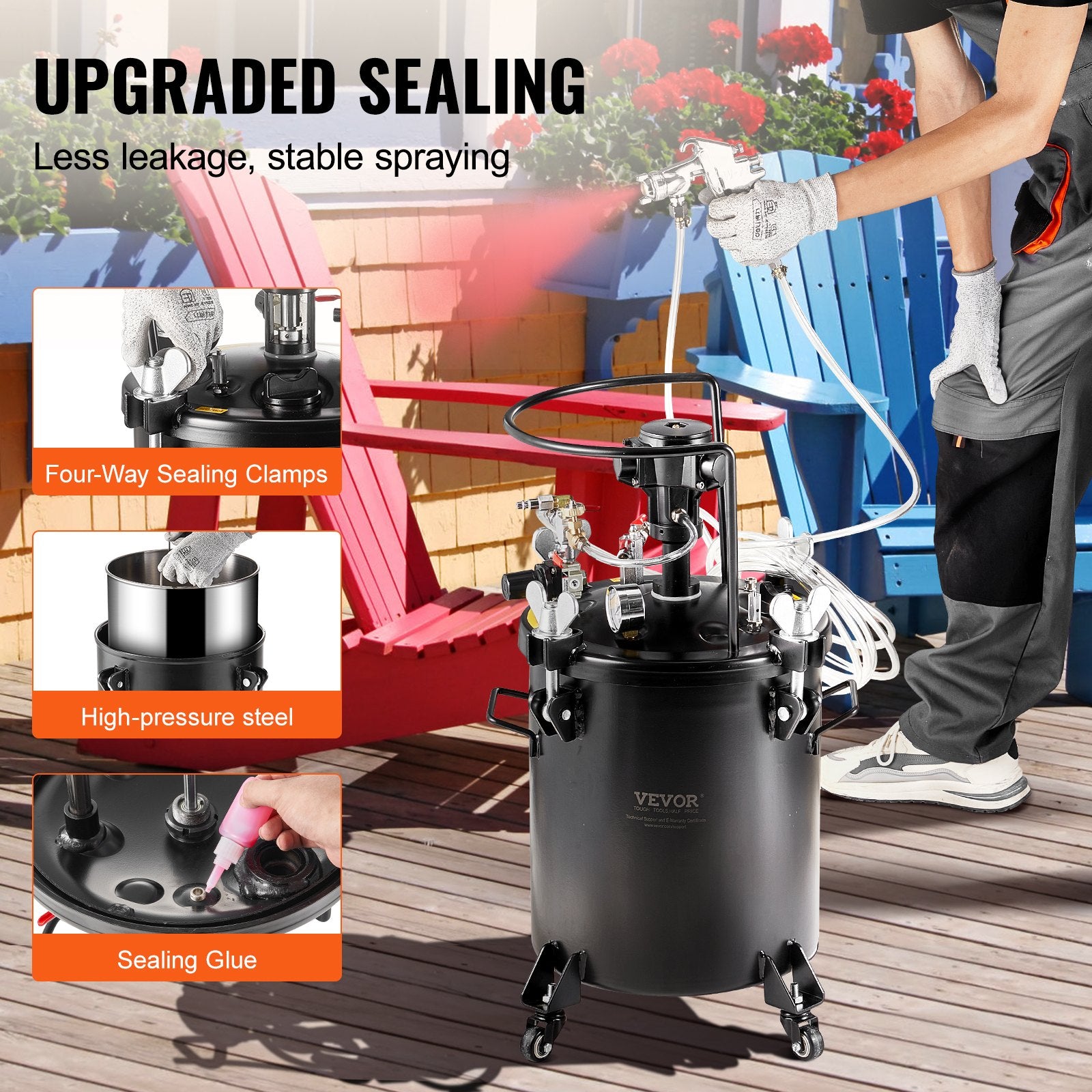 Painting Tools: VEVOR Spray Paint Pressure Pot Tank 30 L/7.5 gal Fully Automatic Stirring 70 psi