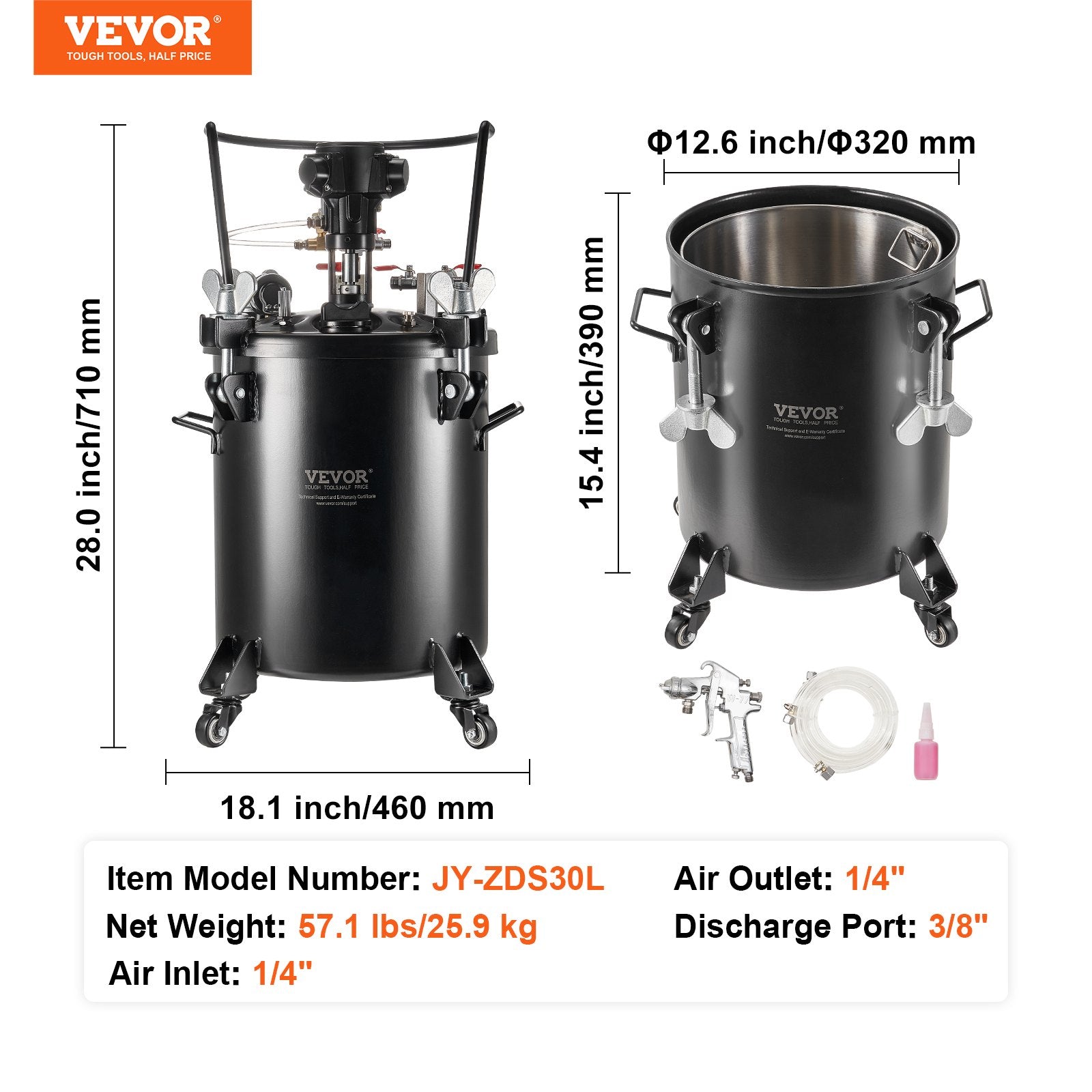 Painting Tools: VEVOR Spray Paint Pressure Pot Tank 30 L/7.5 gal Fully Automatic Stirring 70 psi