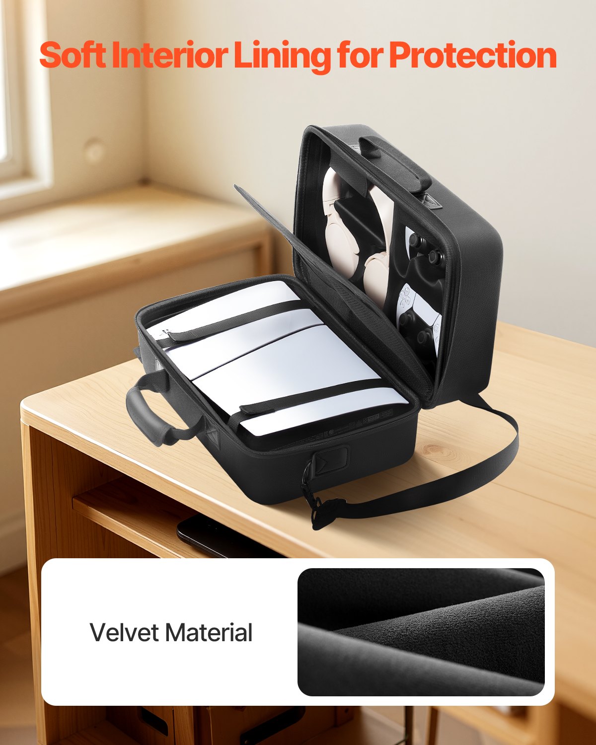 Cosmetic & Toiletry Bags: VEVOR PS5 Carrying Case Travel Bag for Playstation 5 Slim EVA Soft Lining