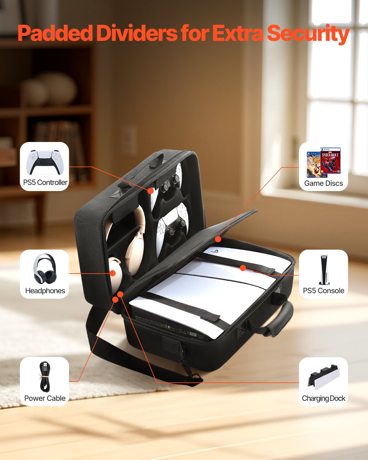 Cosmetic & Toiletry Bags: VEVOR PS5 Carrying Case Travel Bag for Playstation 5 Slim EVA Soft Lining